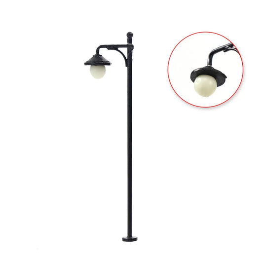 Evemodel 10pcs Model Railway HO Scale 1:87 Round Lamp Post Street Lights Warm LED 2.56In LYM22