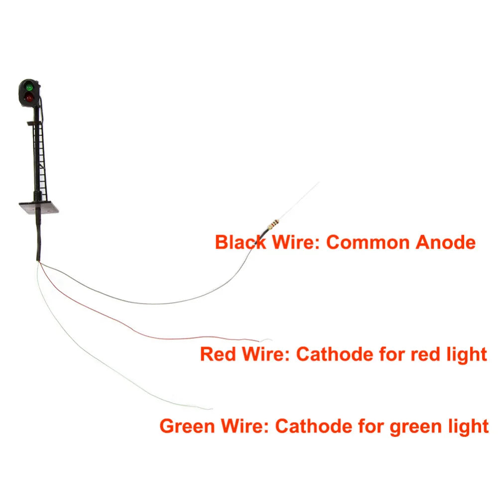 3pcs Model Railway N Scale 1:160 Green Over Red Block Signal 3.5cm Traffic Light Black Post with Ladder JTD1508GR