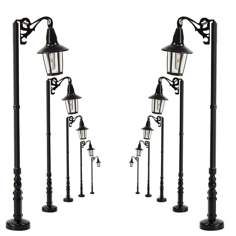 Evemodel 10pcs HO Scale Lamp Post Single Head 83mm 1:87 Street Lights Model Railway Train LEDs Miniature LQS75HO