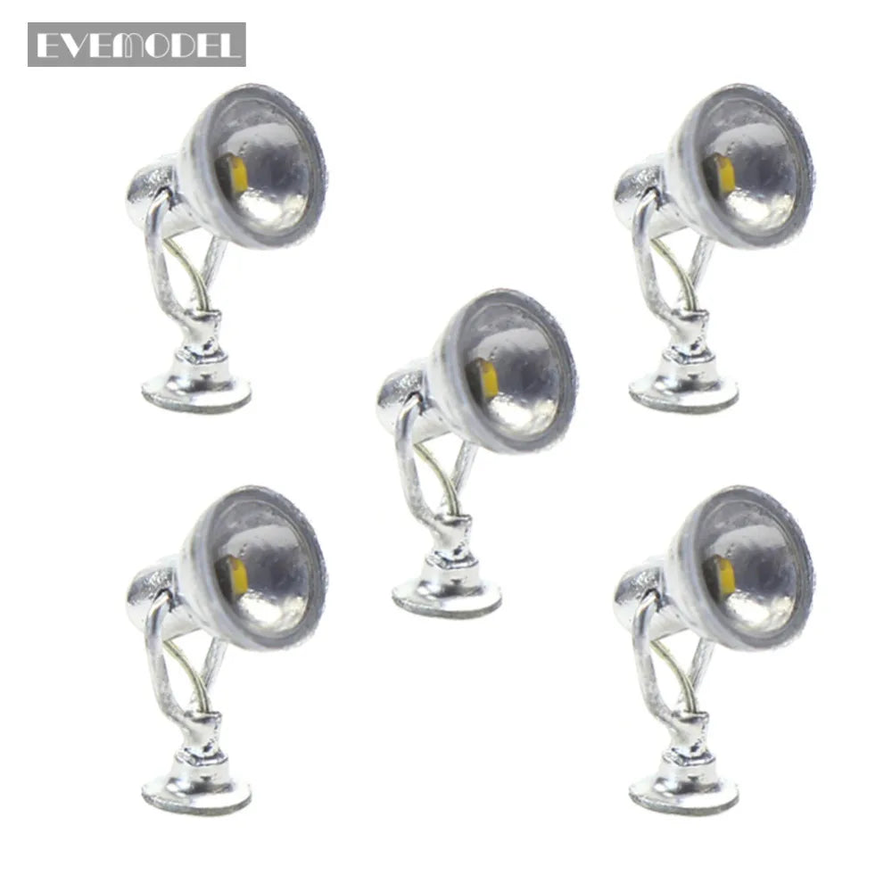 Evemodel 5pcs Model Railway HO Scale 1:87 Lamp Spotlight Flood Lights Warm White LEDs LYM20