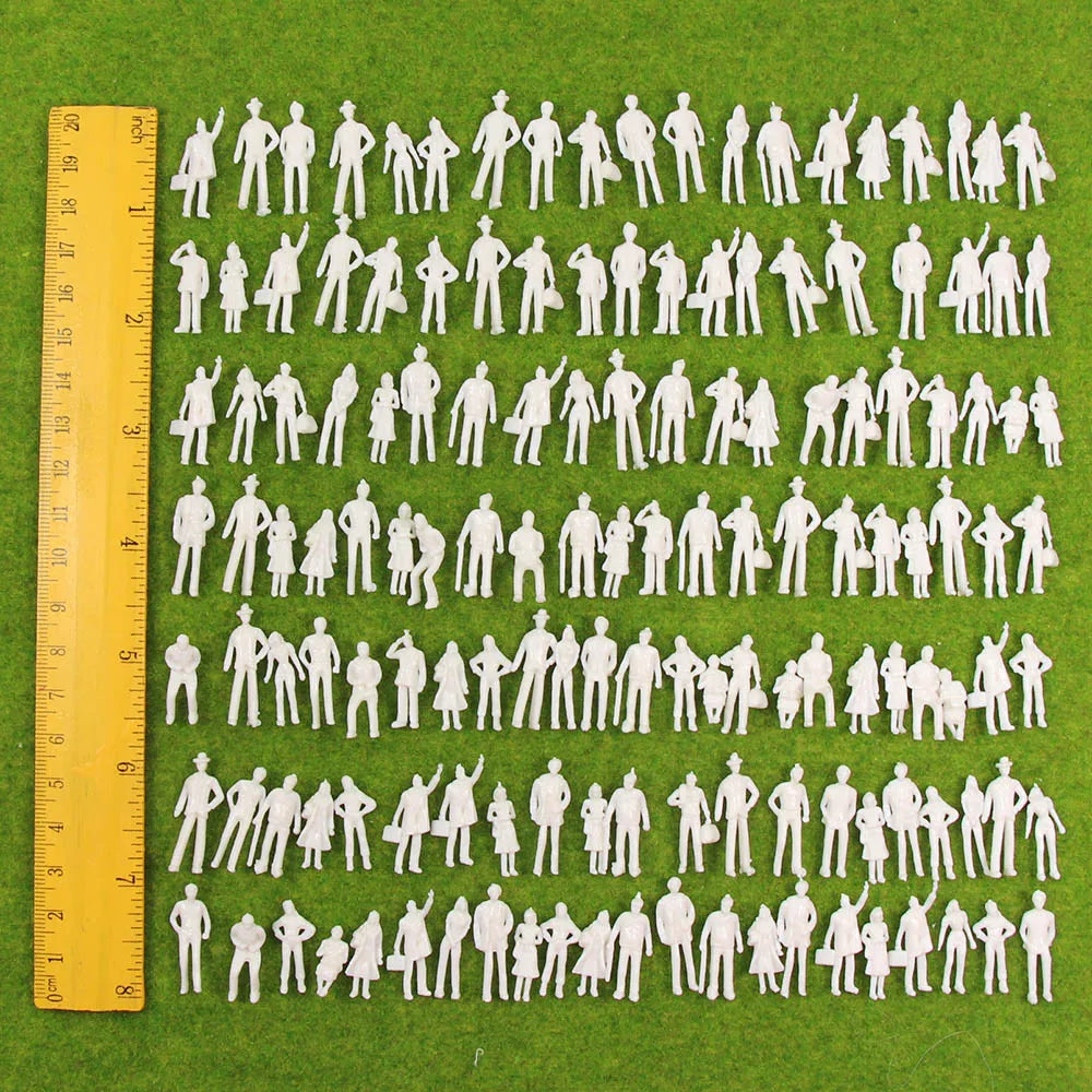 P75B 200pcs Model Railway HO OO Scale 1:75 White Unpainted People Figures Miniature