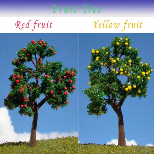 Evemodel O Scale 1:50 Pagoda Trees with Red Yellow Fruits 11CM Model Railroad Landscape (Pack of 10)