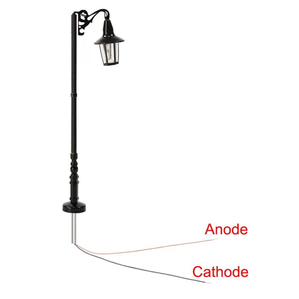 Evemodel 10pcs HO Scale Lamp Post Single Head 83mm 1:87 Street Lights Model Railway Train LEDs Miniature LQS75HO