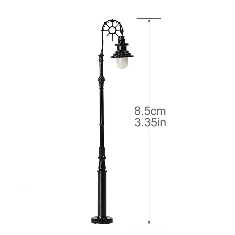 Evemodel 10pcs HO Scale Lamp Post Single Head 85mm 1:87 Street Lights Model Railway Train LEDs Miniature Warm White LQS69HO