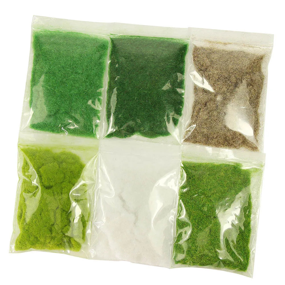 60g/120g Mixed Six Colors 3mm Grass Powder Flock Adhesive Nylon Grass Powder Model Building Material CFA5