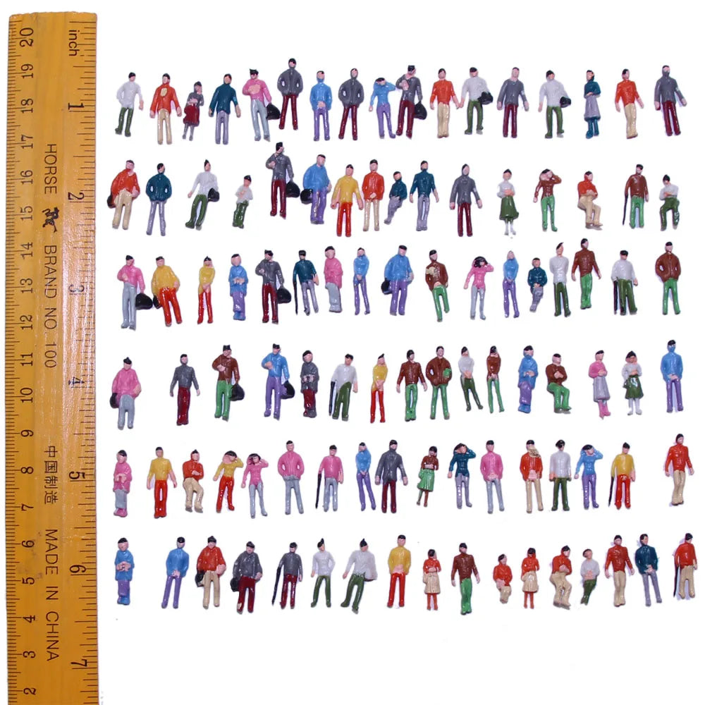 Evemodel 100pcs Model Trains HO TT Scale 1:87 Painted Figures People P100