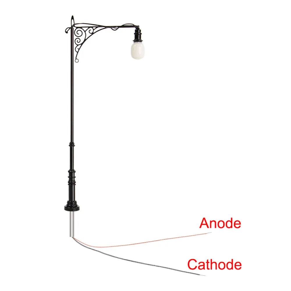 Evemodel 5pcs HO Scale Lamp Post Two-Head 10cm 1:87 Street Lights Model Railway Train LEDs LQS73HO