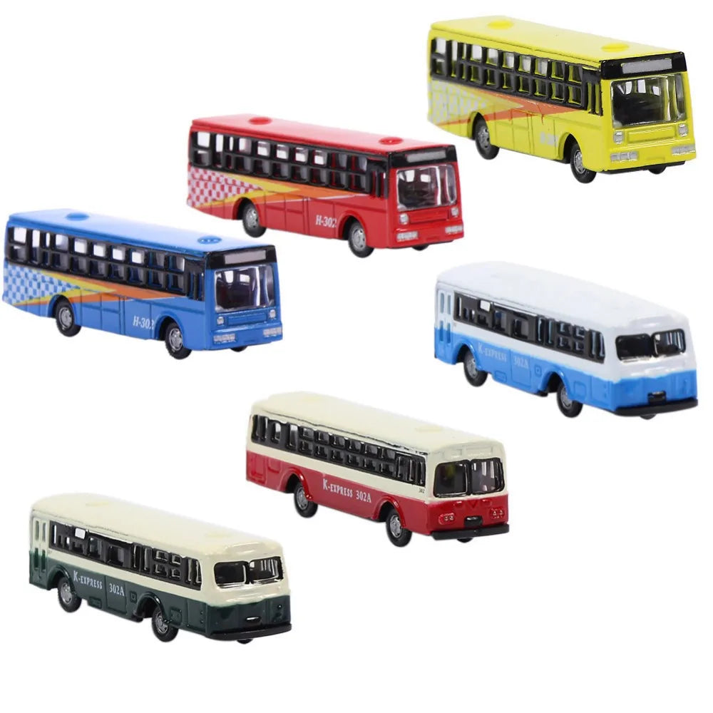 Evemodel 6pcs N Scale 1:160  Diecast Model Buses Mini Bus Train Layout Free Wheels BS150