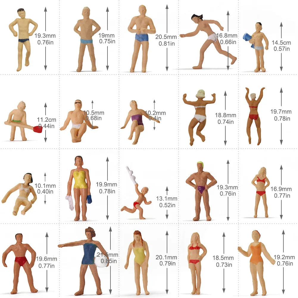 Evemodel 40pcs Different Poses HO Scale 1:87 Swimming Figures Swimming People Beach Scenery Layout P8720