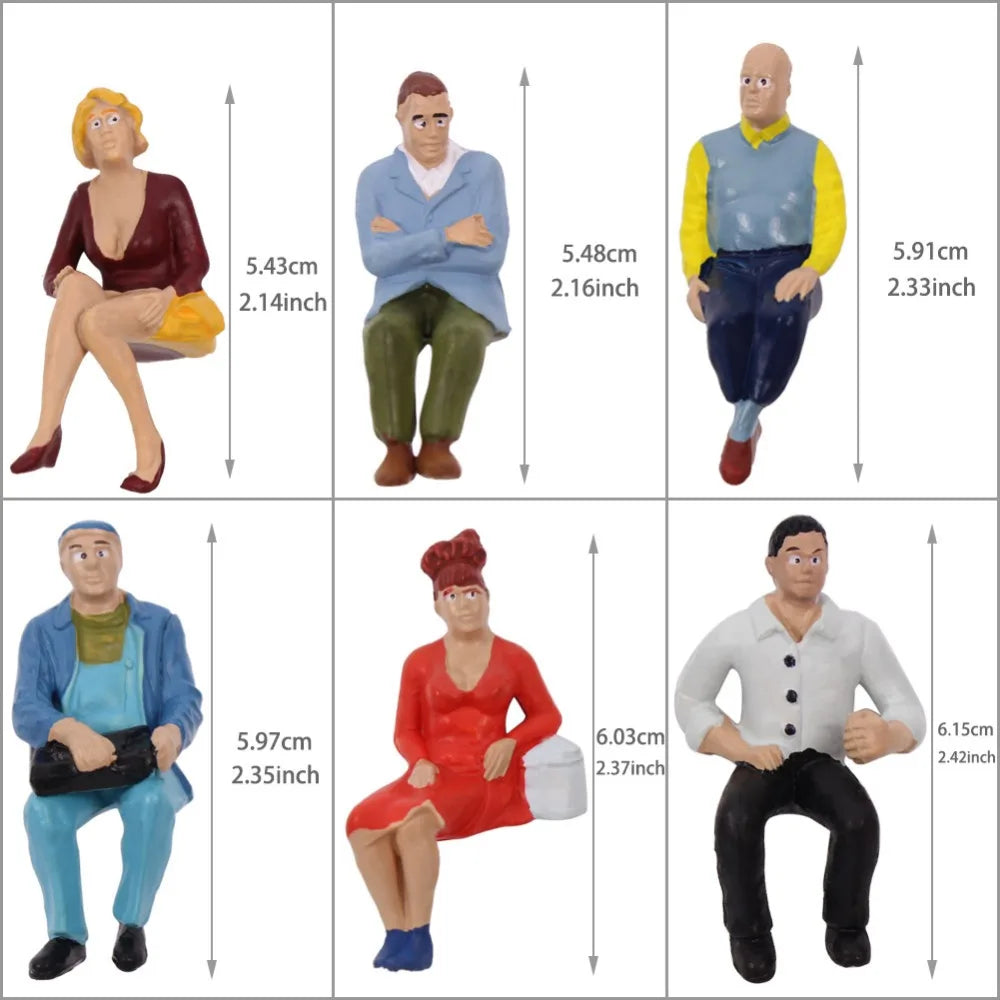 Evemodel P2509 Model Trains 12pcs G scale Figures 1:25 Seated People 12 Different Poses