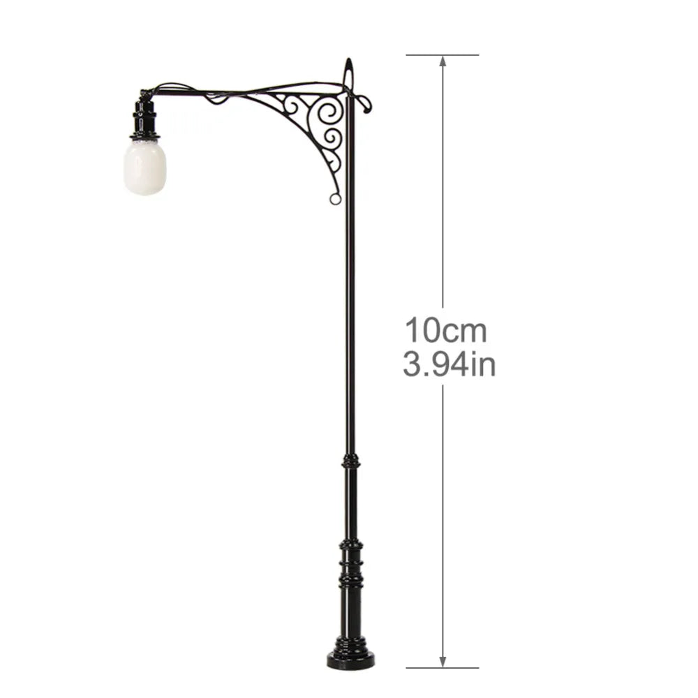 Evemodel 5pcs HO Scale Lamp Post Two-Head 10cm 1:87 Street Lights Model Railway Train LEDs LQS73HO