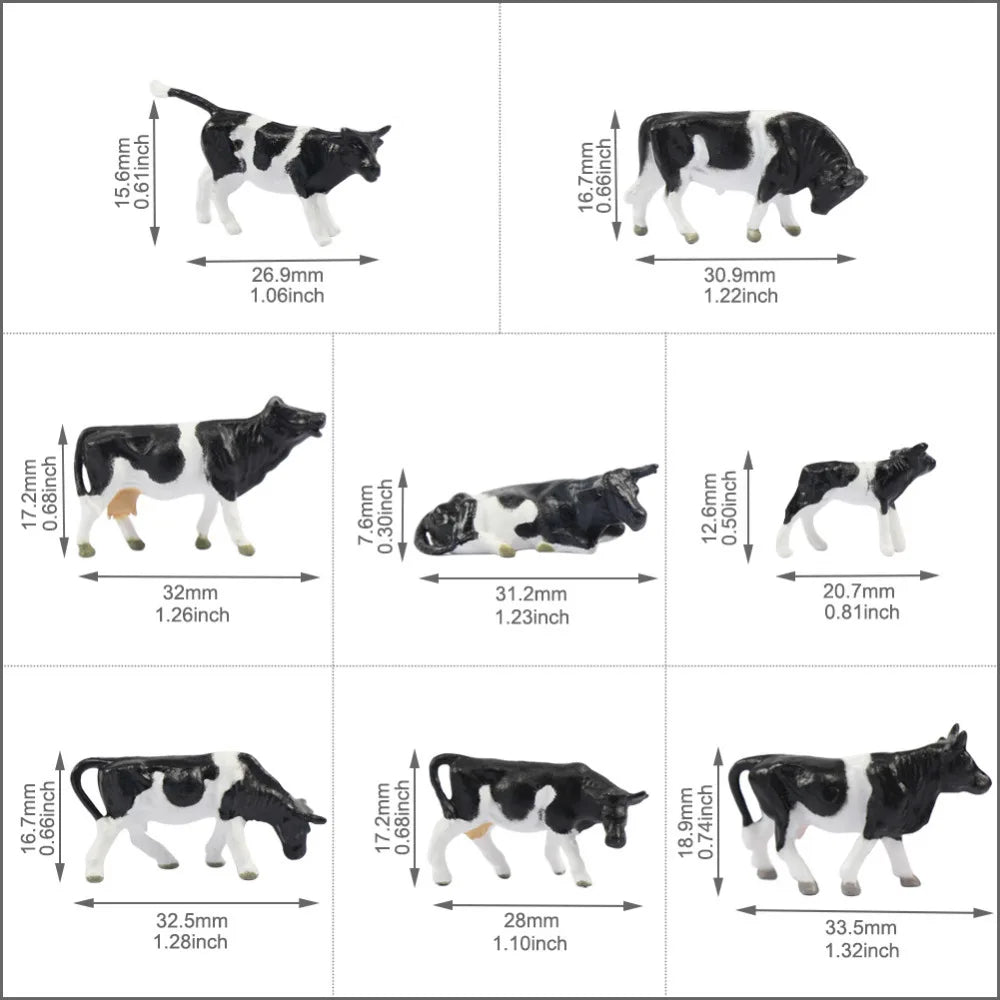 Evemodel 36pcs HO Scale 1:87 Mini Well Painted Model Horses Cows Model Figures Farm Animals AN8707