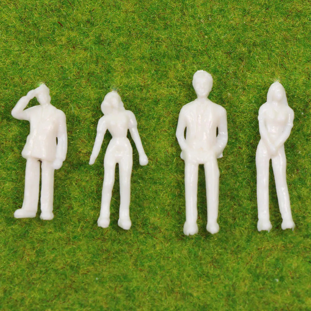 P75B 200pcs Model Railway HO OO Scale 1:75 White Unpainted People Figures Miniature