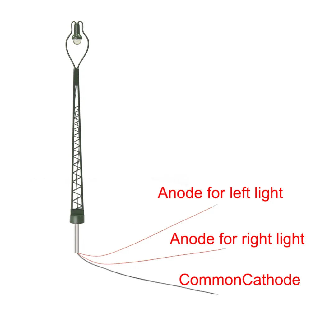 Evemodel 3pcs HO Scale Lamp Post 12.8cm 1:87 Street Lights Model Railway LED Lights  LQS67HO