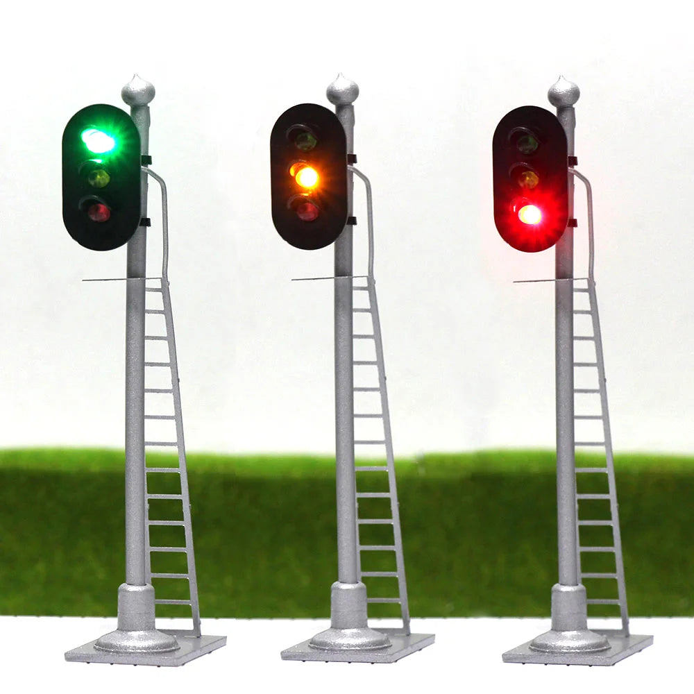 Evemodel 3pcs Model Railroad HO Scale 1:87 Track Block Signals Green Yellow Red LEDs