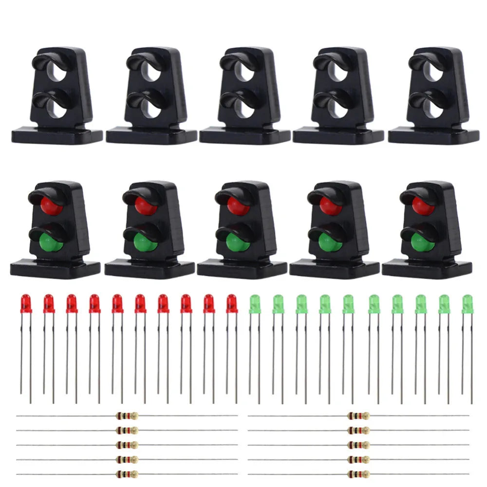 JTD21 10 sets Target Faces With Red Green LEDs Railway Dwarf signal HO OO Scale 2 Aspects