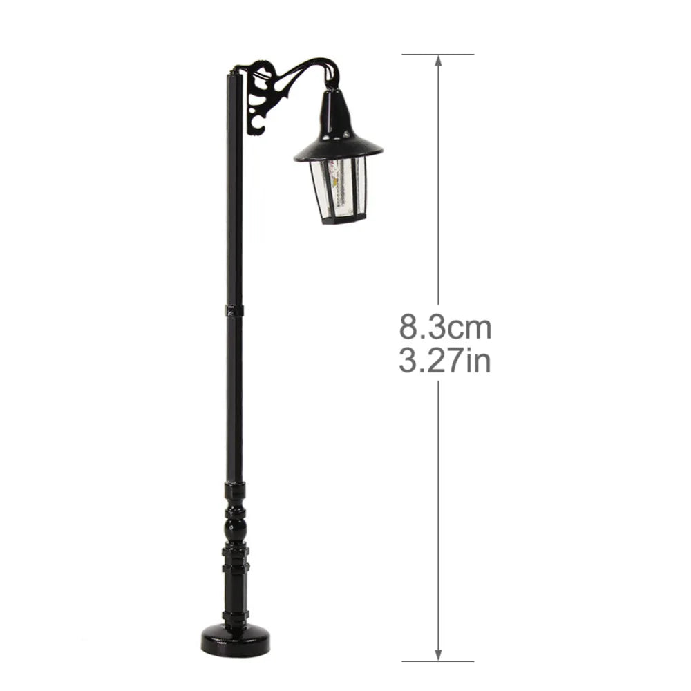 Evemodel 10pcs HO Scale Lamp Post Single Head 83mm 1:87 Street Lights Model Railway Train LEDs Miniature LQS75HO