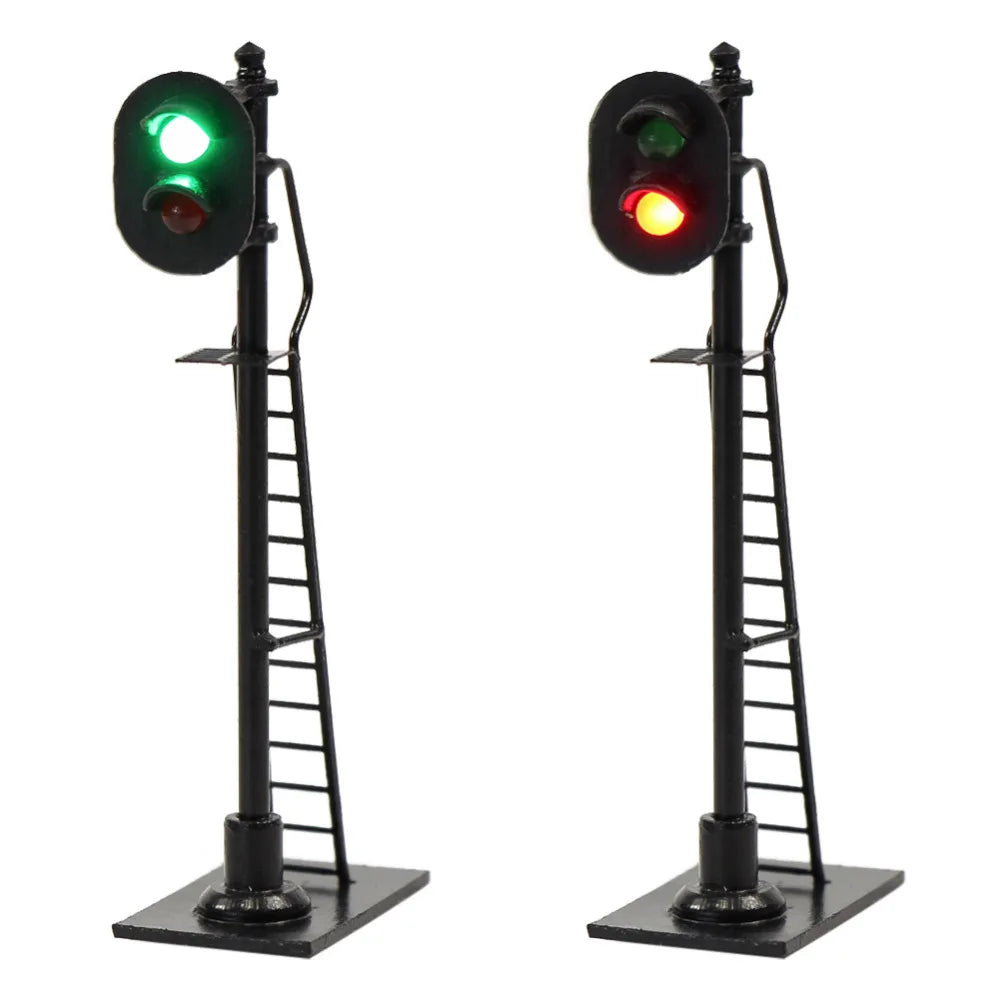 Evemodel Signal HO Scale Black Block Signal Green Over Red Traffic Lights 6cm Black Post with Ladder (Pack of 3)