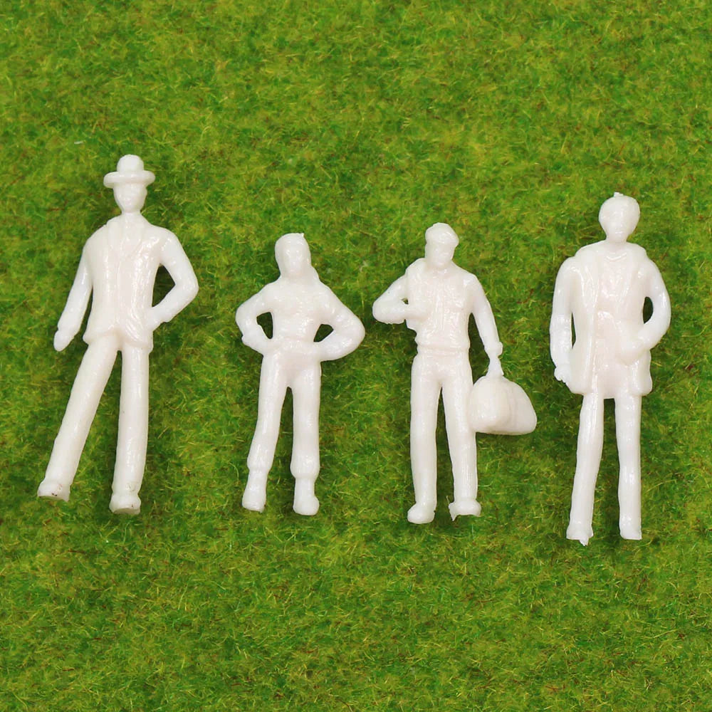 P75B 200pcs Model Railway HO OO Scale 1:75 White Unpainted People Figures Miniature