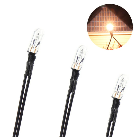 Evemodel 50pcs Warm White Grain of Wheat 3mm 12V Mini Bulbs Pre-Wired 18cm Cable MP1812W