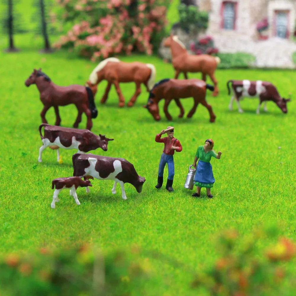 Evemodel AN8706 36pcs HO Scale 1:87 Farm Animals Cows Horses Figures Model Layout