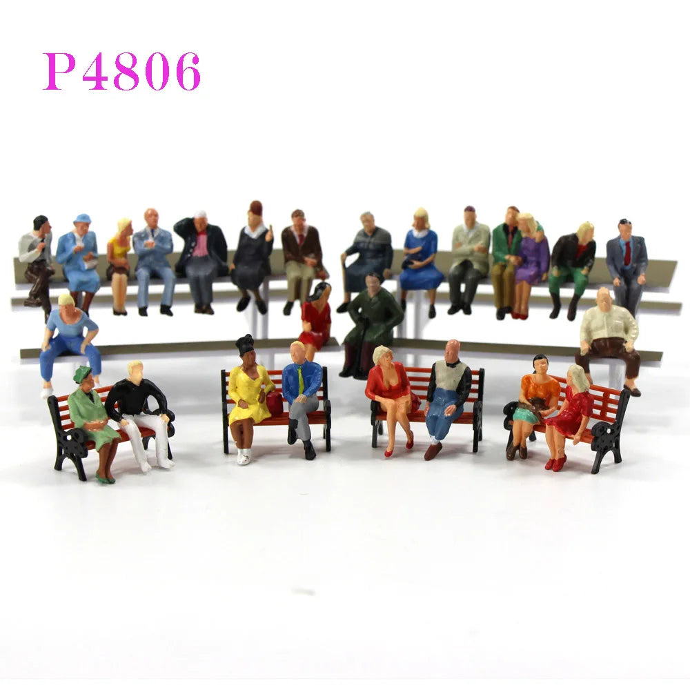 Evemodel Model Scene O Scale Seated Figures 1:48 Painted Sitting People Railway Layout P48