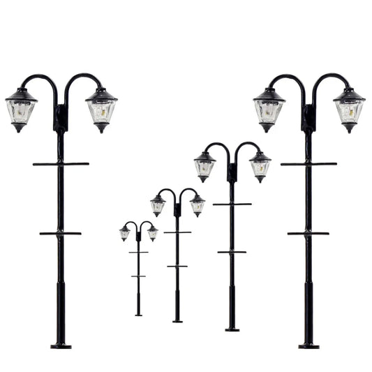 Evemodel LYM59 5pcs Warm White Model Train 1:87 Street Lights HO Scale Lamp Post LEDs 65mm 2-LEDs