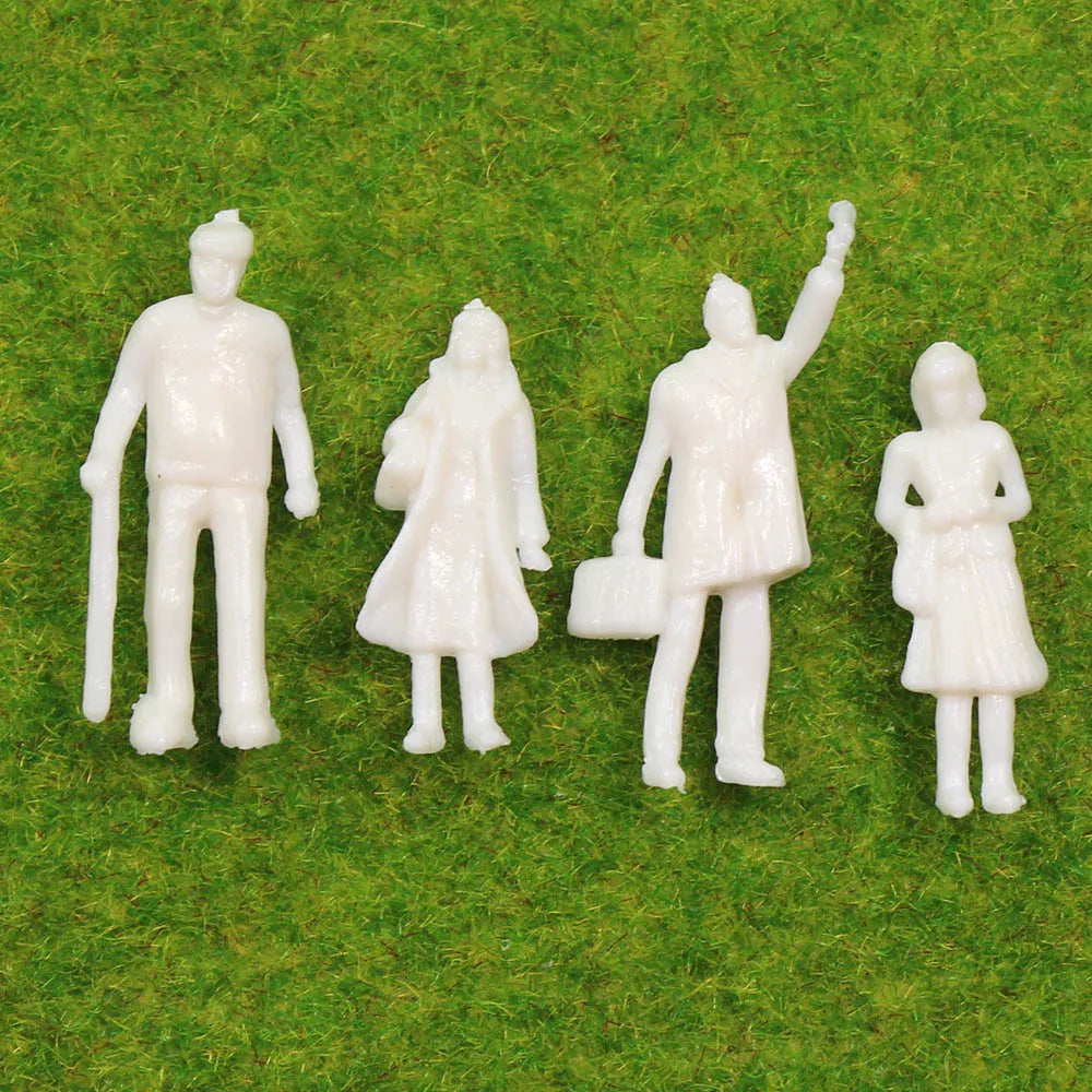 P75B 200pcs Model Railway HO OO Scale 1:75 White Unpainted People Figures Miniature