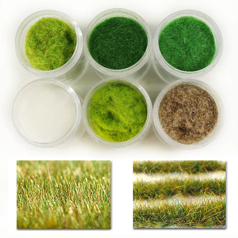 60g/120g Mixed Six Colors 3mm Grass Powder Flock Adhesive Nylon Grass Powder Model Building Material CFA5