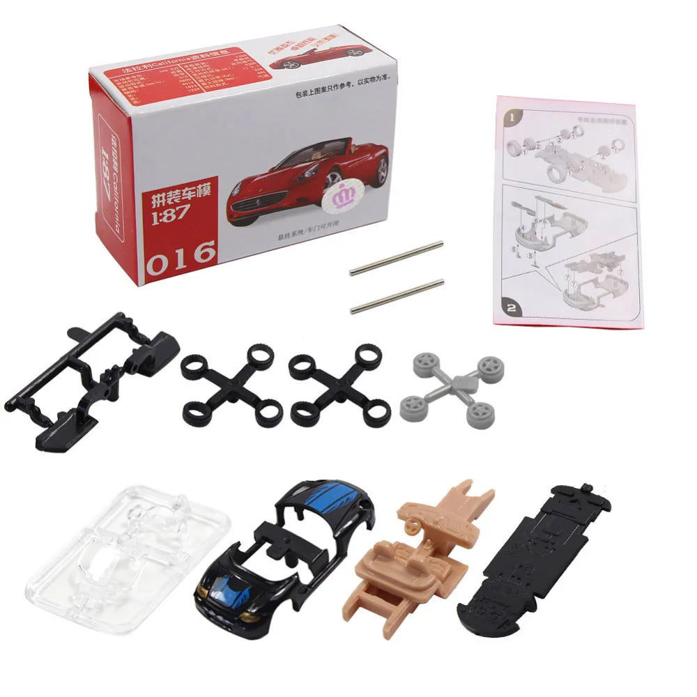 Evemodel C8704 16pcs 4D Model Cars Kit HO Scale 1:87 Puzzle Model Cars Railway Layout DIY 16 Styles