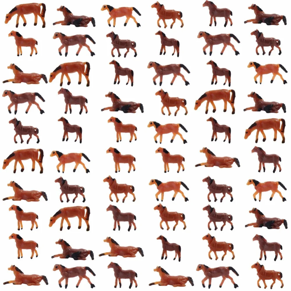 Evemodel AN15002 60pcs N Scale 1:160 Well Painted Farm Animals Model Horses