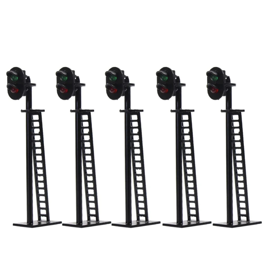 Evemodel 5pcs Model Railway 2-Light HO Scale 1:87 Block Signal Green Over Red 6cm 12V JTD03