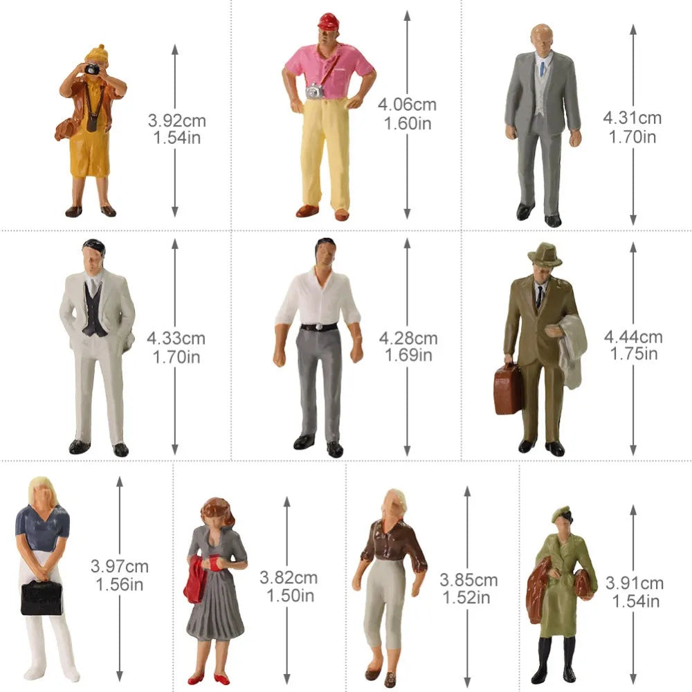 Evemodel 30pcs Different Poses Model Trains 1:43 O Scale All Standing Painted Figures Passengers People Model Railway P4310