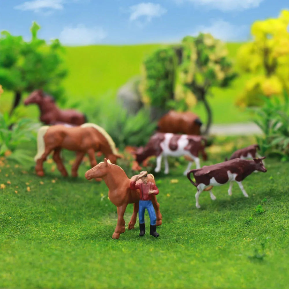 Evemodel AN8706 36pcs HO Scale 1:87 Farm Animals Cows Horses Figures Model Layout