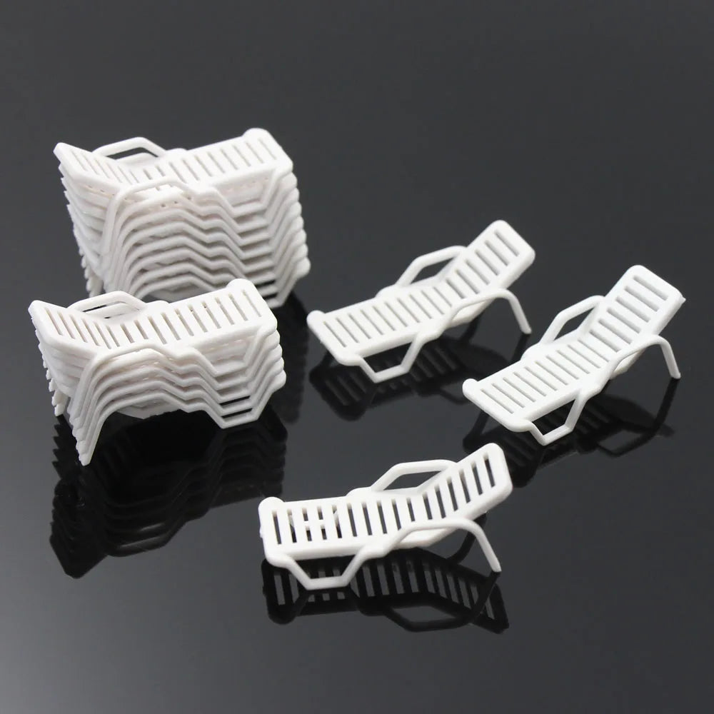 Evemodel 24pcs O OO HO TT N Z Scale Model Loungers Leisure Beach Chairs Settee for Seabeach Scene