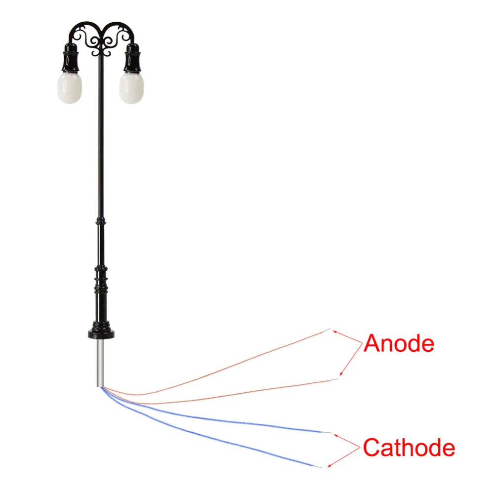 Evemodel 10pcs HO Scale Lamp Post Two-Head 9.2cm 1:87 Street Lights Model Railway Train LEDs LQS72HO