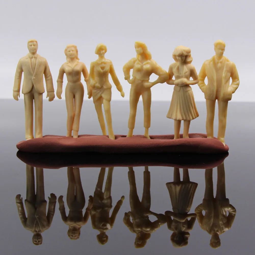 Evemodel 24pcs Model Trains G Scale 1:25 Unpainted Figures Uncolored People 21 Different Poses P2510B