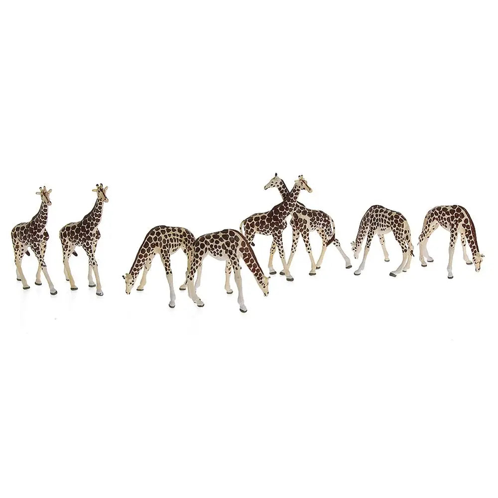 Evemodel Animals 8pcs Model Trains HO Scale 1:87 Giraffe PVC Painted Model Giraffes Zoo Layout Wild Scene AN8712