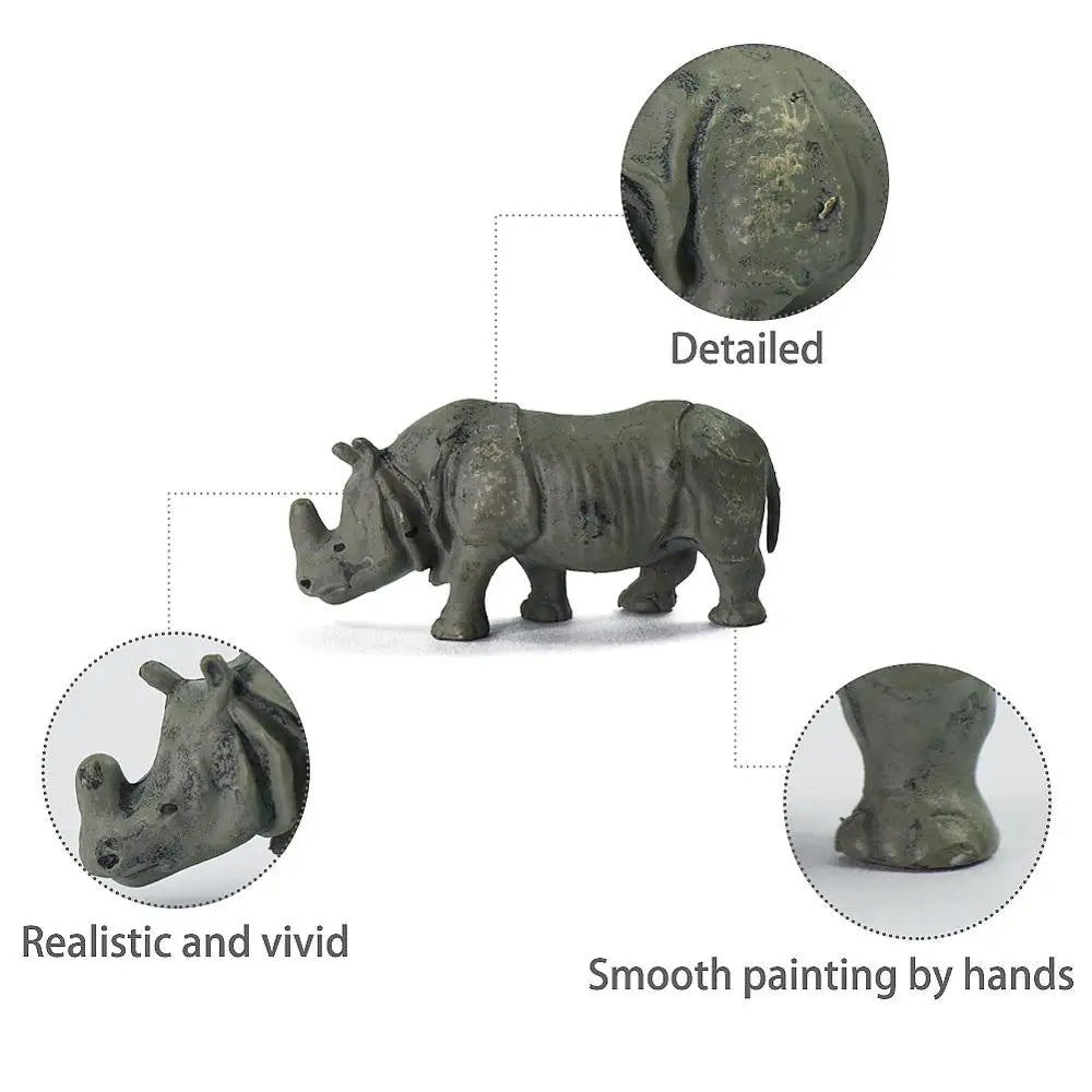 Evemodel Animals 12pcs Model Railway HO Scale 1:87 Rhinos PVC Painted Wild Animals Rhinoceros Zoo Scene AN8711