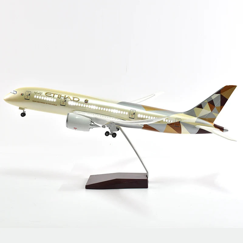 43cm Resin Diecast 1:144 Scale Etihad Boeing 787 Plane Model Airplane Model Aircraft with Light & Wheel Planes