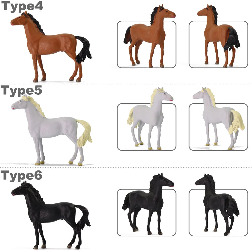 Evemodel 12pcs O Scale Painted Horses 1:43 Farm Animals Desktop Decor AN4302 Model Trains