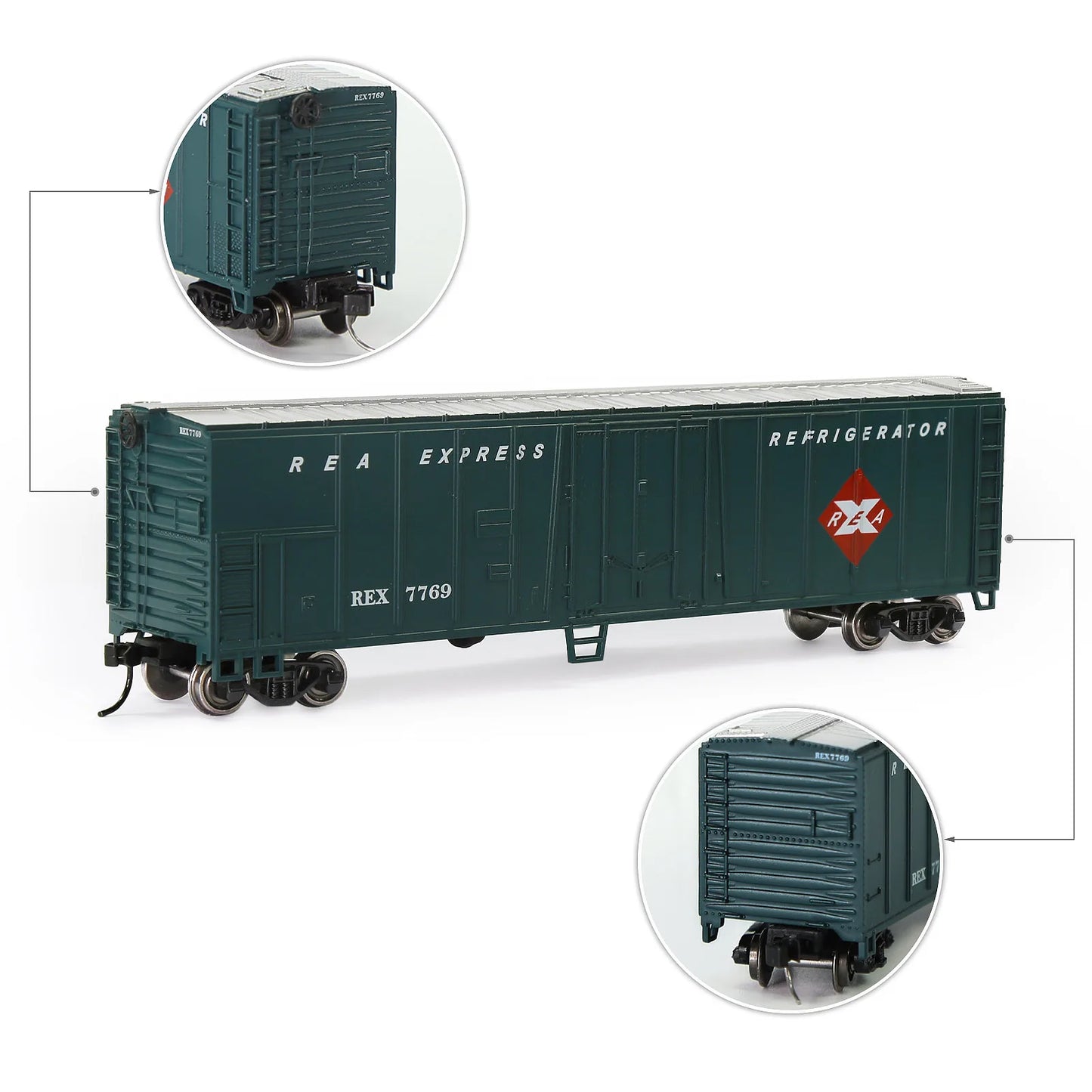 Evemodel Wagon N Scale 1:160 50' Steel Reefer Metal DC Wheelsets Model Trains C15015