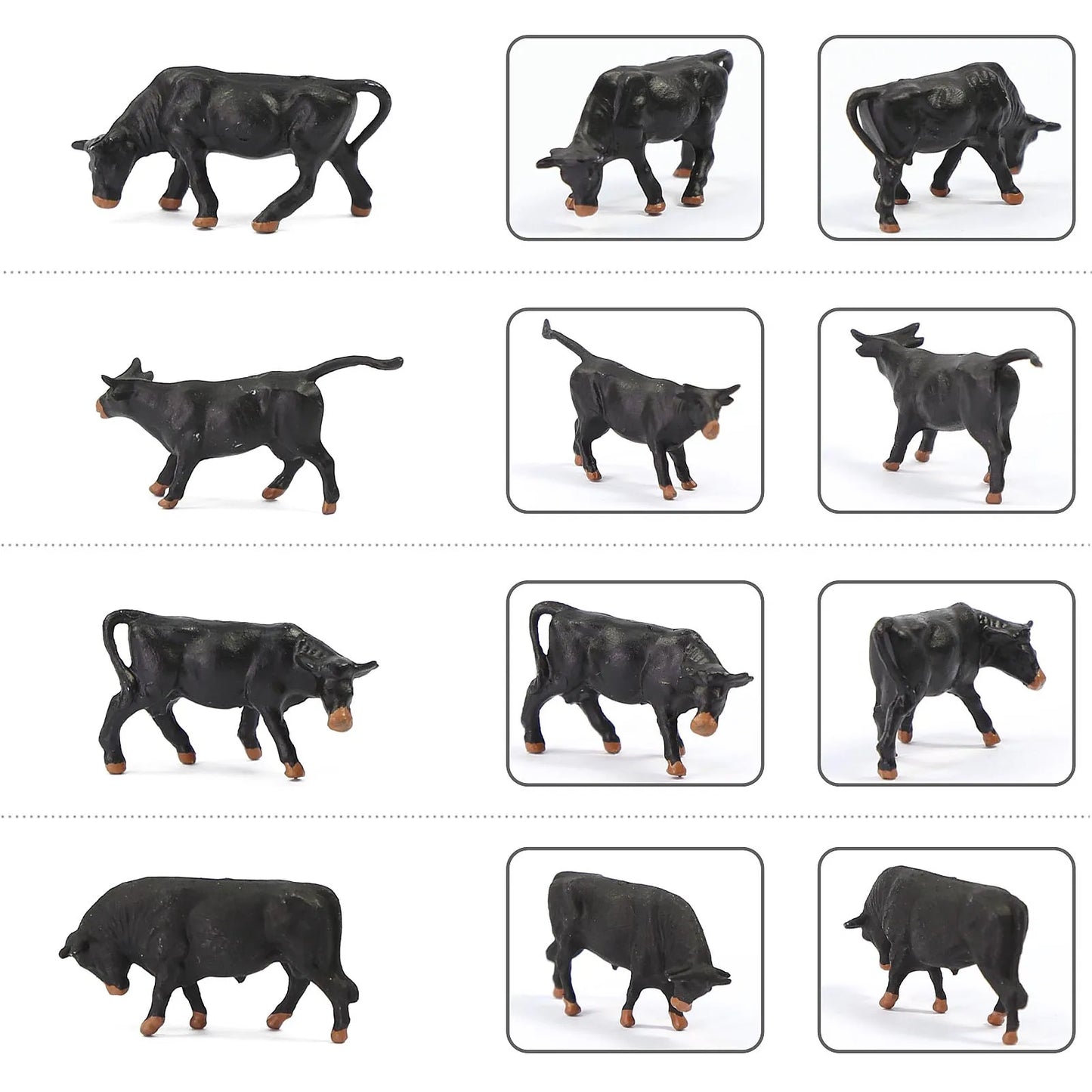 Evemodel 36pcs HO Scale 1:87 Well Painted Farm Animals Black Cows Cattle Shepherd AN8722 Model Railway Layout