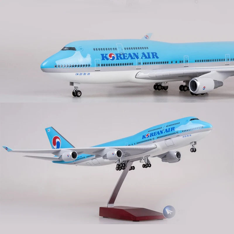 47cm Korean Air Boeing b747 Plane Model Airplane Model Aircraft Resin Diecast 1:160 Scale with Light & Wheel Planes