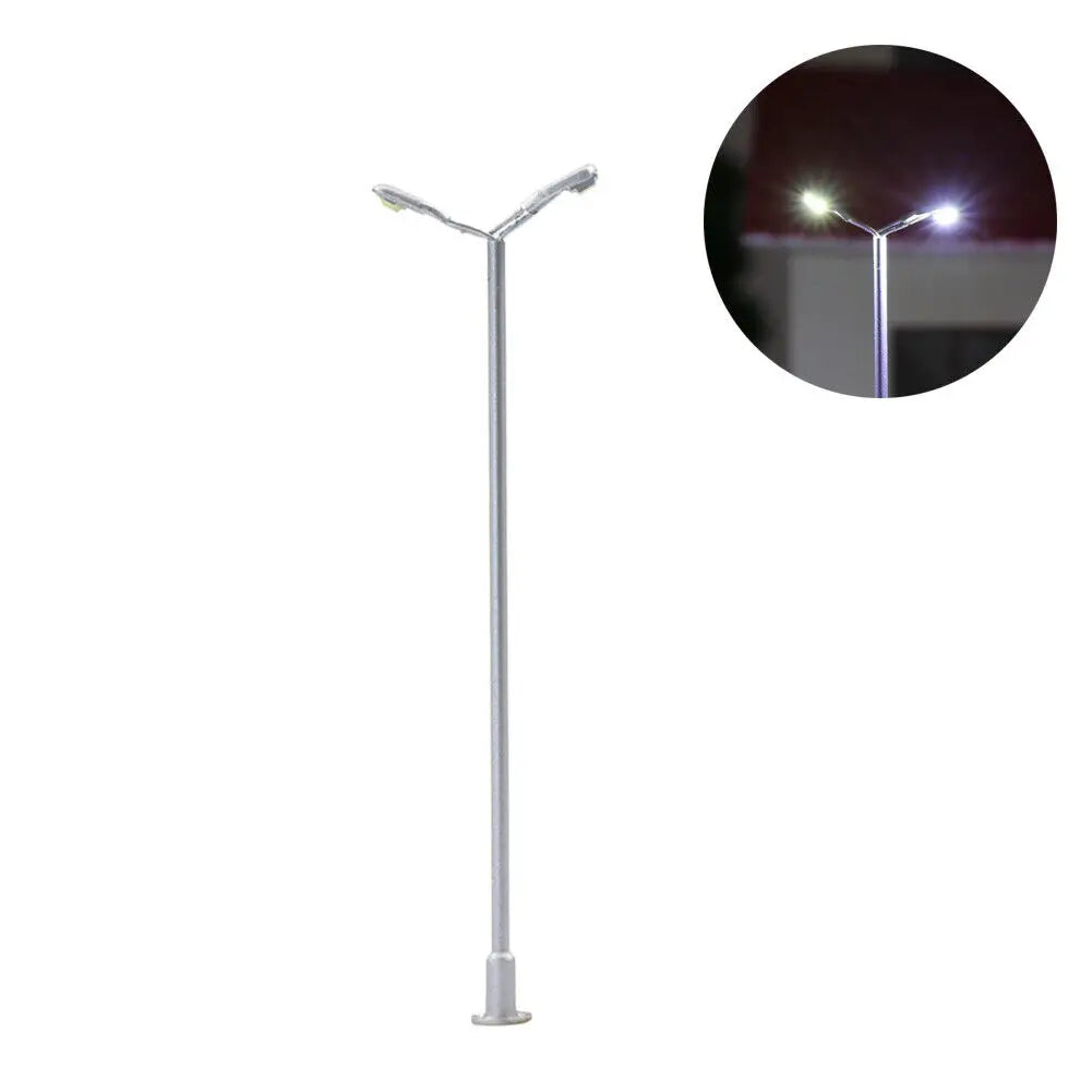 Evemodel T91D 10pcs Model Railway Bright Two-LEDs TT HO Scale 1:100 Street Light Lamps 5.5cm