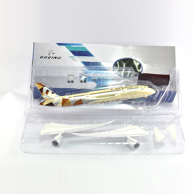 43cm Resin Diecast 1:144 Scale Etihad Boeing 787 Plane Model Airplane Model Aircraft with Light & Wheel Planes