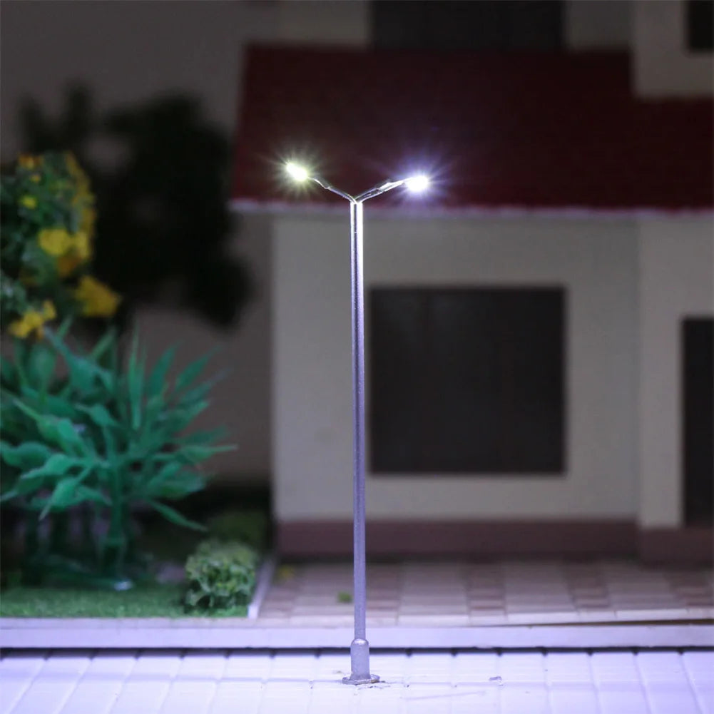 Evemodel T91D 10pcs Model Railway Bright Two-LEDs TT HO Scale 1:100 Street Light Lamps 5.5cm