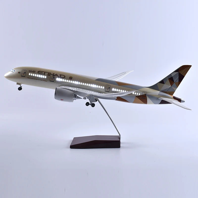 43cm Resin Diecast 1:144 Scale Etihad Boeing 787 Plane Model Airplane Model Aircraft with Light & Wheel Planes