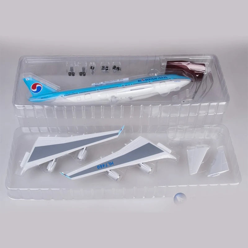 47cm Korean Air Boeing b747 Plane Model Airplane Model Aircraft Resin Diecast 1:160 Scale with Light & Wheel Planes