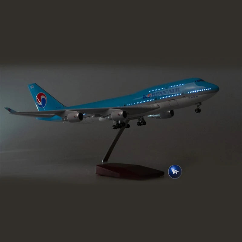 47cm Korean Air Boeing b747 Plane Model Airplane Model Aircraft Resin Diecast 1:160 Scale with Light & Wheel Planes